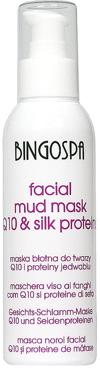 Грязьова маска для обличчя, з коензимом Q10 та протеїнами шовку - BingoSpa — фото N1