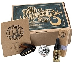 Набор - Captain Fawcett Beard & Tache Gift Set (oil/10ml + wax/15ml + comb/1pcs) — фото N1