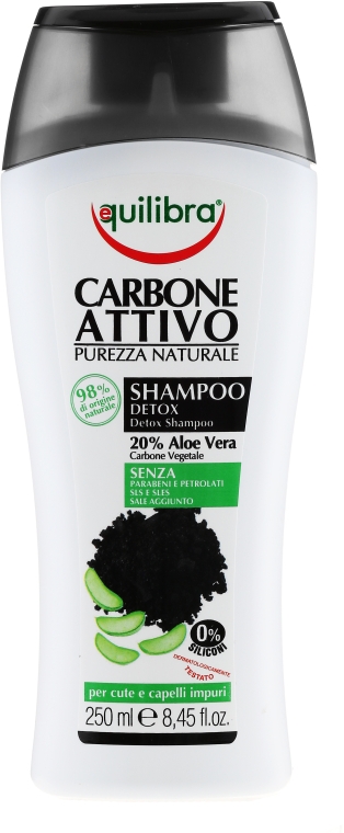 Набор - Equilibra Active Charcoal Detox Bio Box (sh/gel/250ml + shampoo/250ml + b/sponge/1) — фото N4