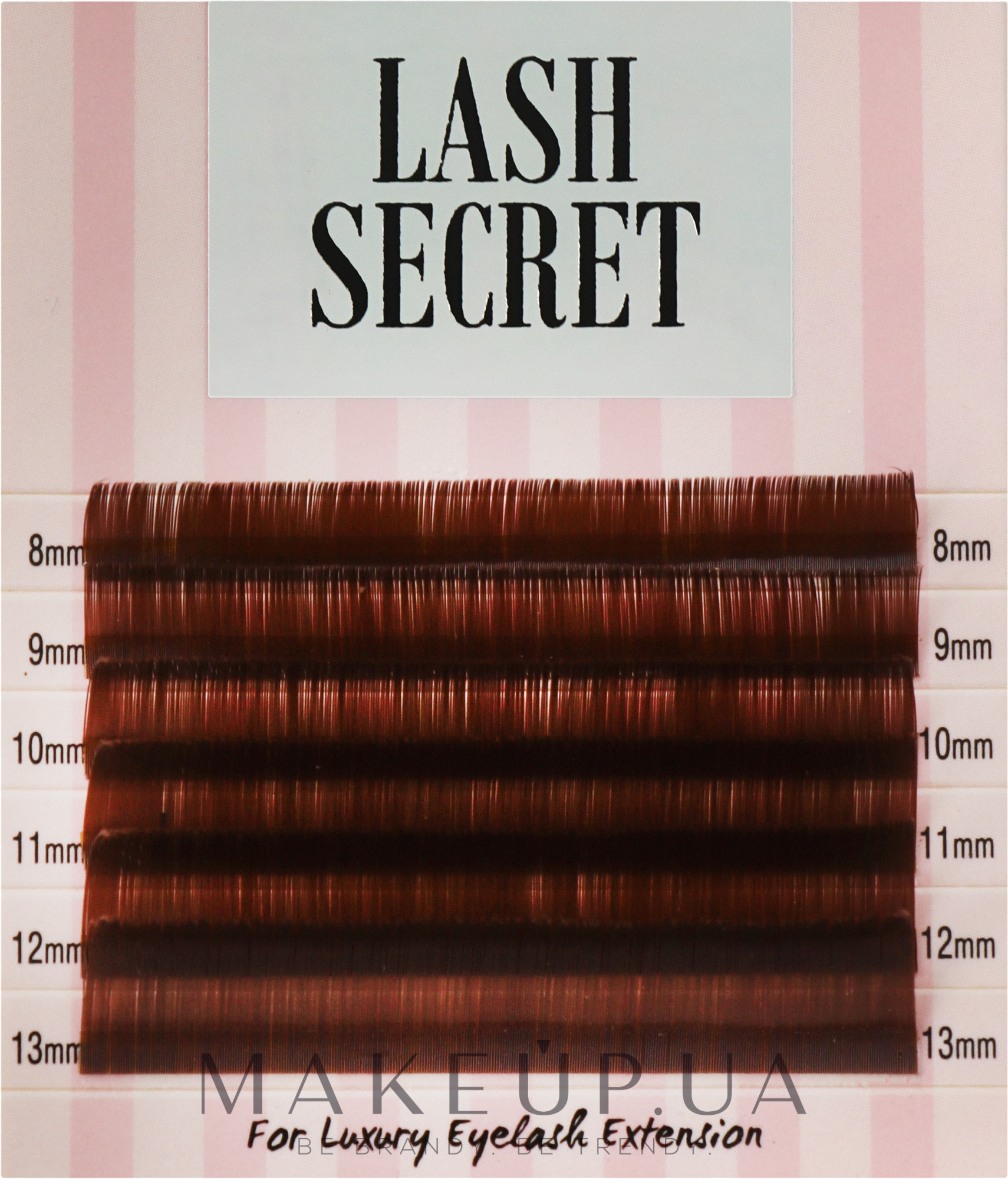 Накладні вії, темно-коричневі, mix, 6 ліній (0,1, C, (8-13)) - Lash Secret — фото 1уп