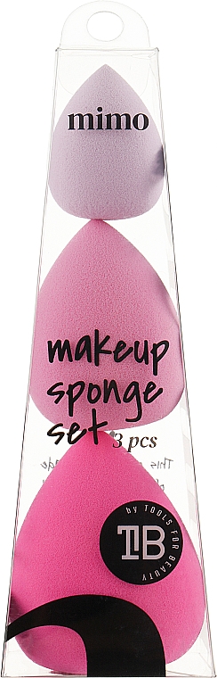Набор спонжей для макияжа, розовые, 3 шт. -Tools For Beauty MiMo Makeup Sponge Pink — фото N1