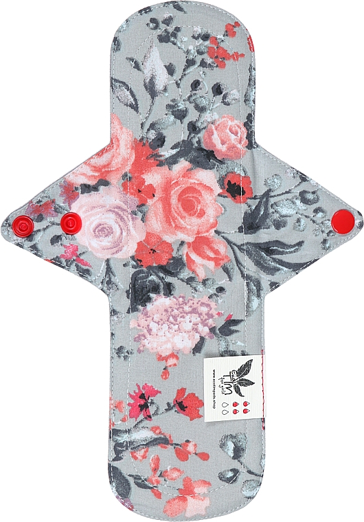 Прокладка для менструации, Миди, 4 капли, розы на сером - Ecotim For Girls