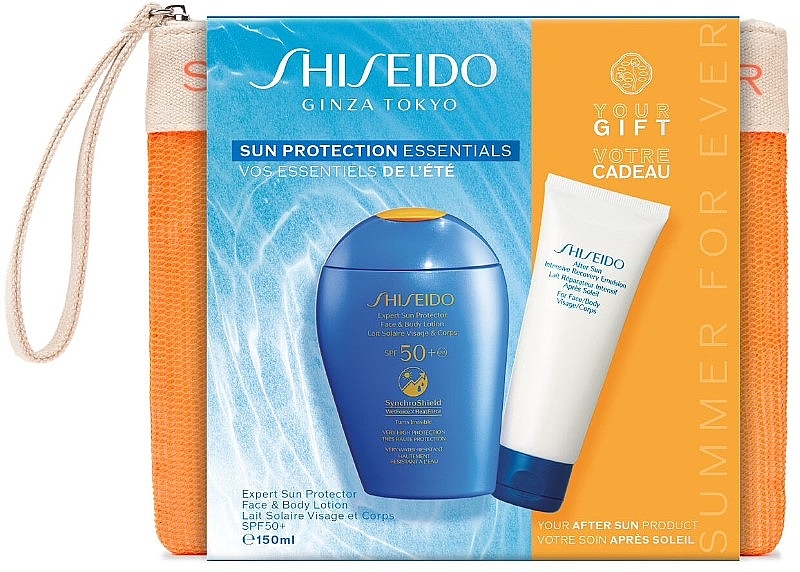 Набор - Shiseido Sun Protection Essentials (lot/150ml + emuls/75ml + pouch) — фото N2