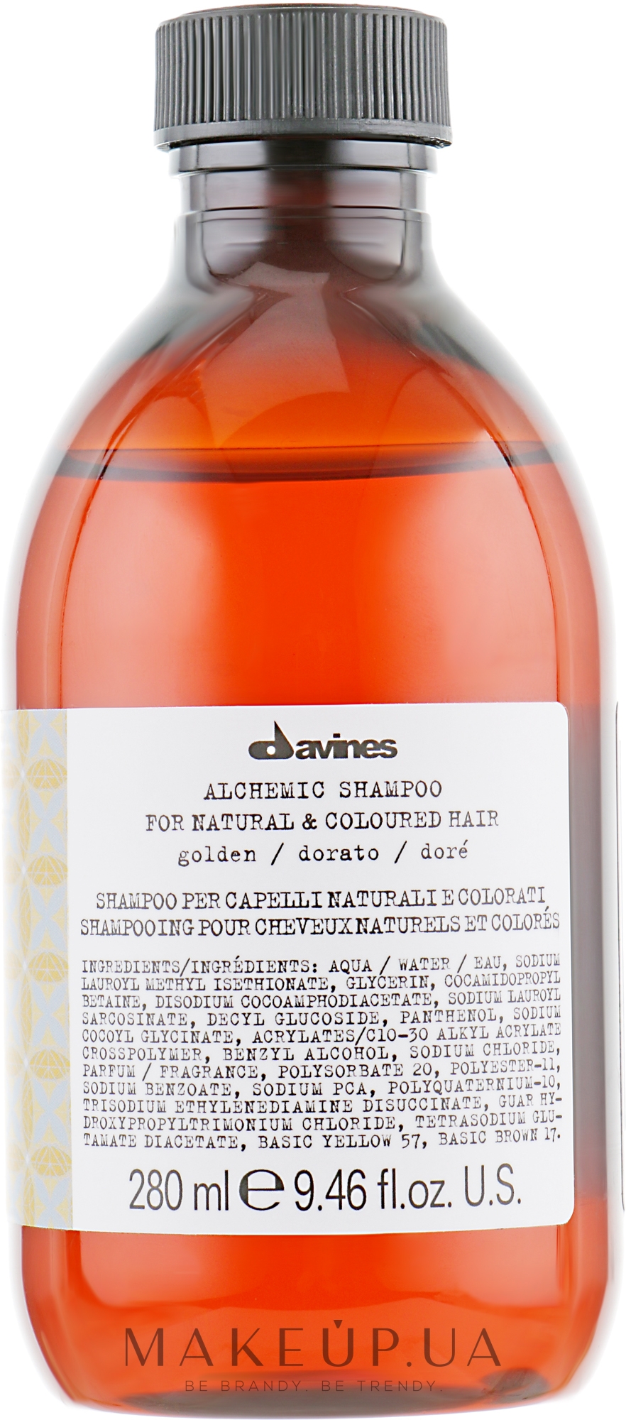 Шампунь для натуральных и окрашенных волос (золотой) - Davines Alchemic Shampoo — фото 280ml