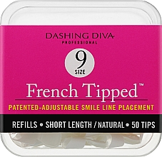 Тіпси короткі натуральні - Dashing Diva French Tipped Short Natural 50 Tips (Size - 9) — фото N1