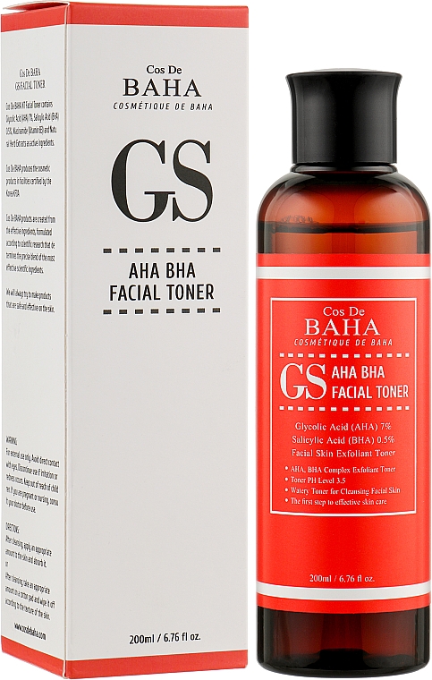 Тонер для обличчя з кислотами для проблемної шкіри - Cos De BAHA AHA/BHA GS Toner — фото N2