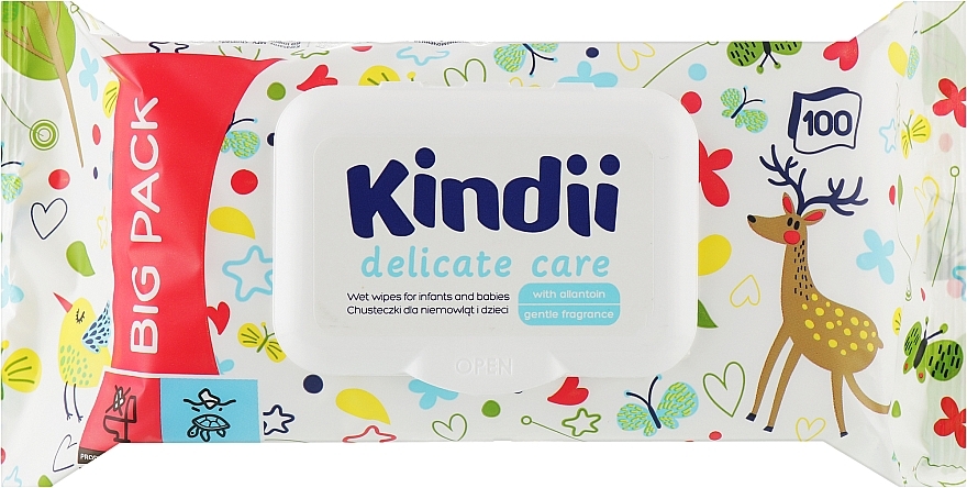Дитячі вологі серветки  - Kindii Delicate Care Wipes — фото N1