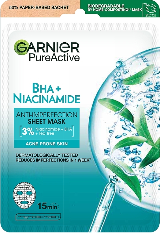 Тканинна маска для обличчя - Garnier Skin Naturals Pure Active Anti-Impeffection Sheet Mask