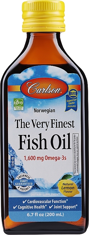 Пищевая добавка "Рыбий жир", лимон - Carlson Labs The Very Finest Fish Oil — фото N1