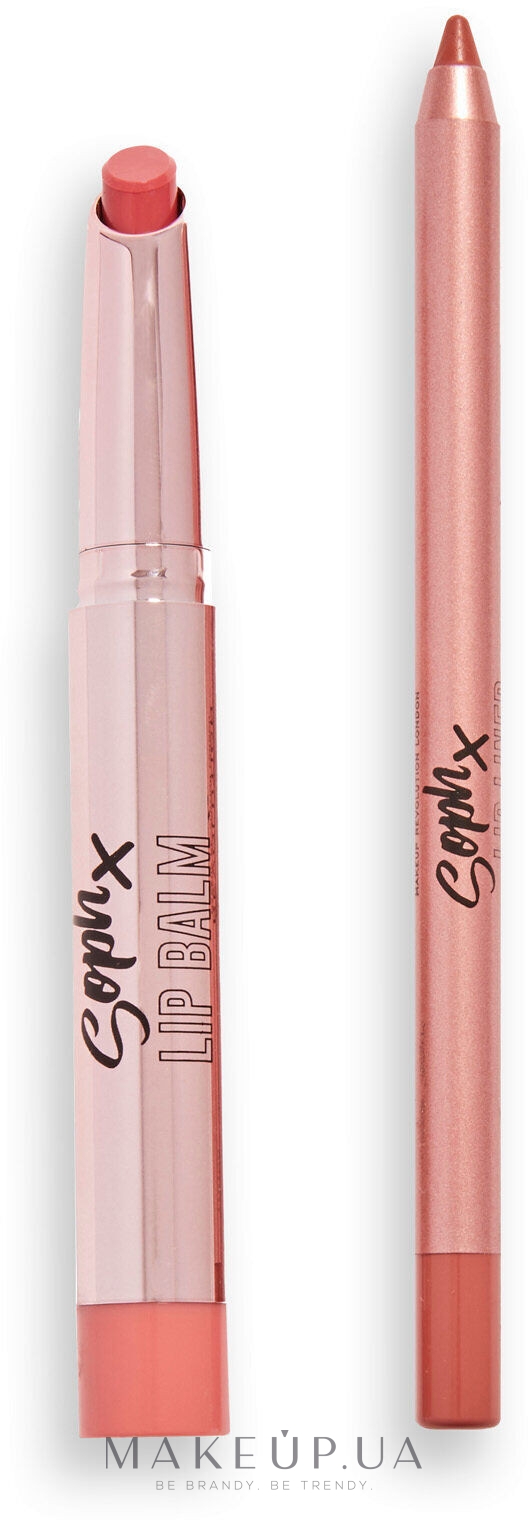 Набір - Makeup Revolution X Soph Lip Set (lip/liner/1g + lip/balm/0.9g) — фото Candy Icing