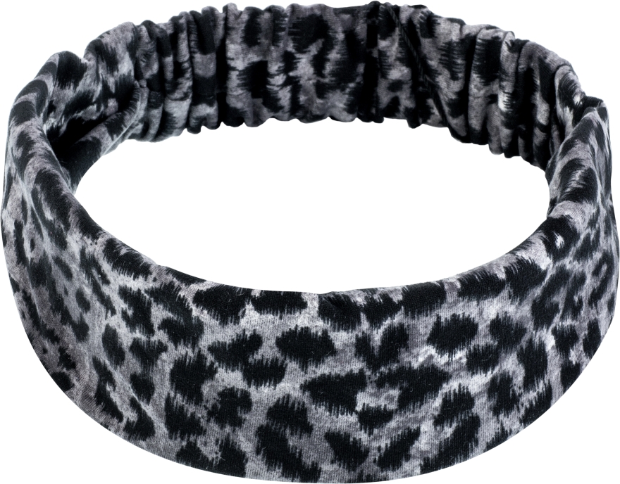 Повязка на голову, трикотаж прямая, леопард серый "Knit Fashion Classic" - Makeup Hair Accessories — фото N1