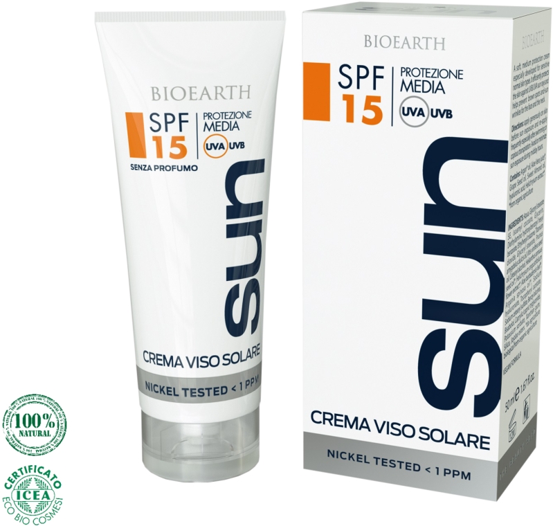 Солнцезащитный крем для лица SPF15 - Bioearth Sun Crema Solare Viso SPF15