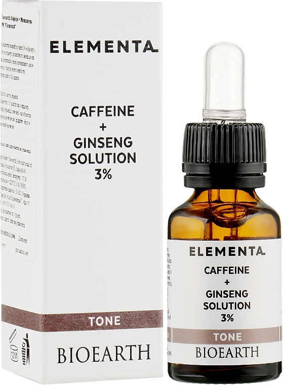 Сироватка для обличчя "Кофеїн + женьшень 3%" - Bioearth Elementa Tone Caffeine + Ginseng Solution 3% — фото N2