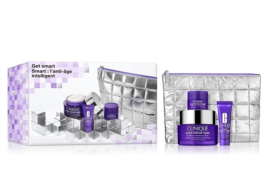 Набор - Clinique Get Smart Set (serum/10ml + cr/50ml + eye/cr/5ml + pouch) — фото N1