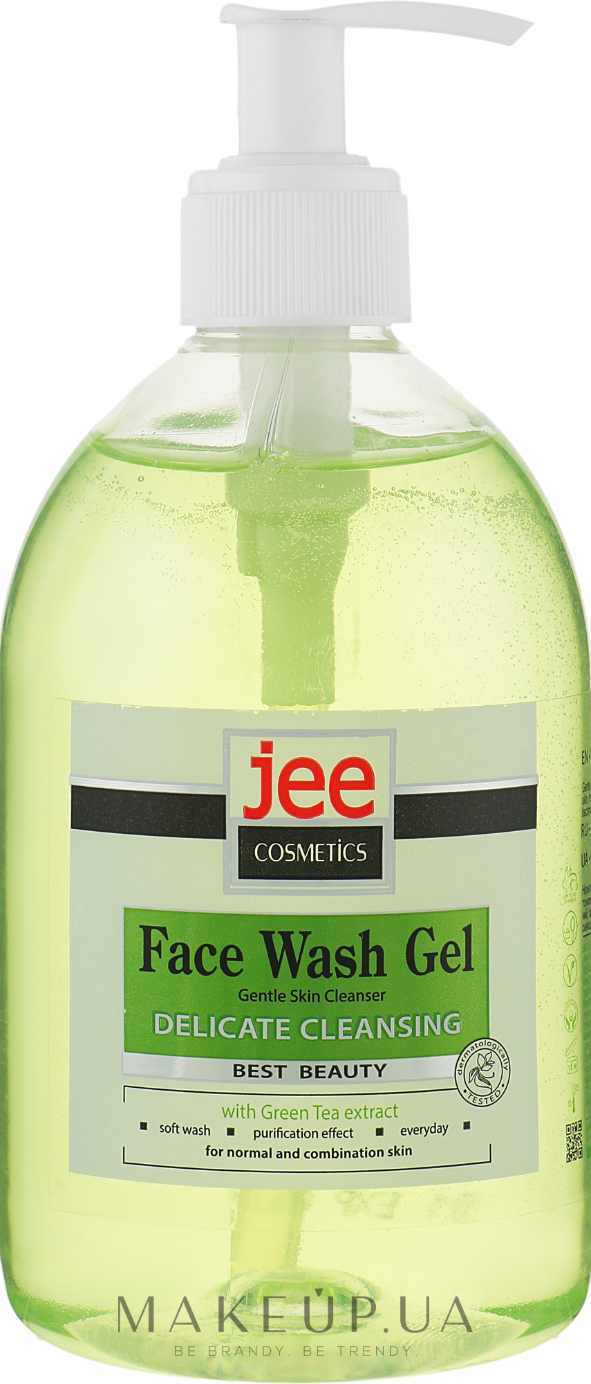 Гель для умывания "Зелёный чай" - Jee Cosmetics Face Wash Gel Delicate Clensing — фото 500ml