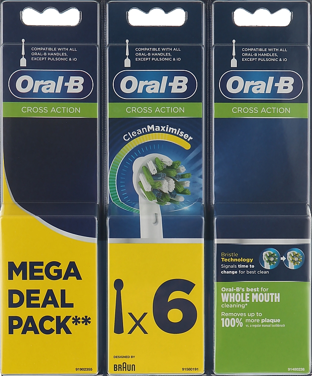 Змінна насадка для електричної зубної щітки, 6 шт. - Oral-B Cross Action