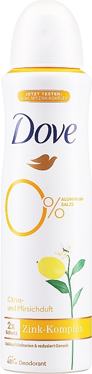Дезодорант-спрей "Цитрус и персик", без содержания алюминия - Dove Go Fresh Citrus & Peach Deodorant — фото N1