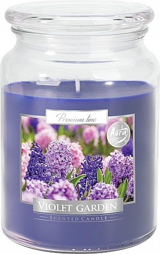 Ароматическая премиум-свеча в банке "Фиалковый сад" - Bispol Premium Line Scented Candle Violet Garden — фото N1