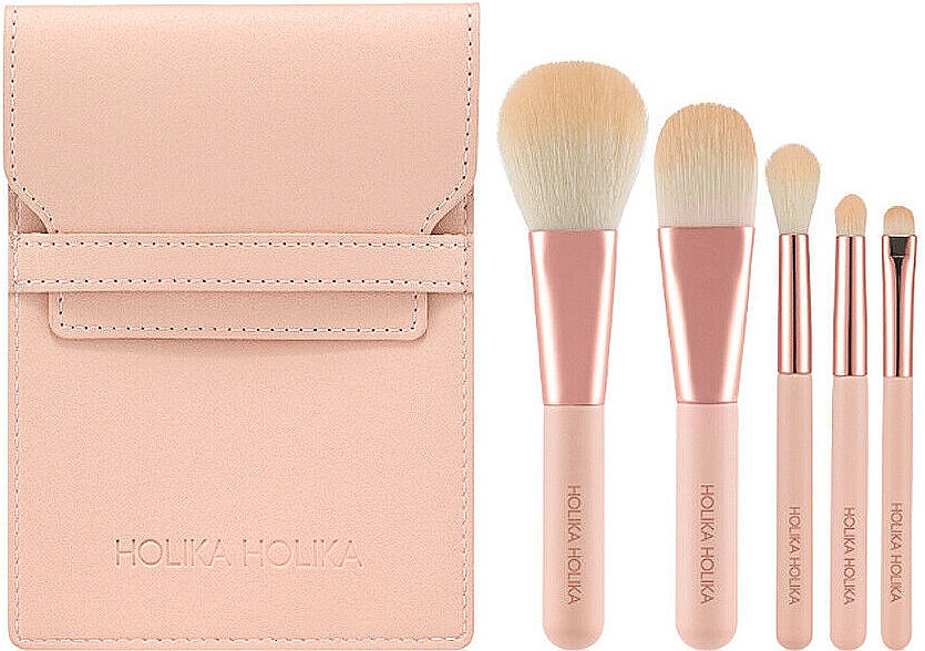 Набор кистей для макияжа, розовый - Holika Holika Nudrop Mini Brush Set — фото N1