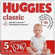 Подгузники на липучках Classic 5 (11-25 кг), 76 шт - Huggies — фото N1