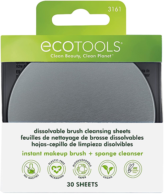Розчинні очищувальні серветки для пензлів - EcoTools Dissolvable Brush Cleansing Sheets — фото N1