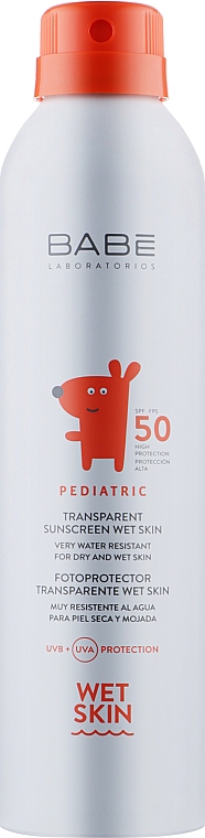 Детский солнцезащитный спрей прозрачный водостойкий с матирующим эффектом SPF50 + - Babe Laboratorios Pediatric Wet Skin