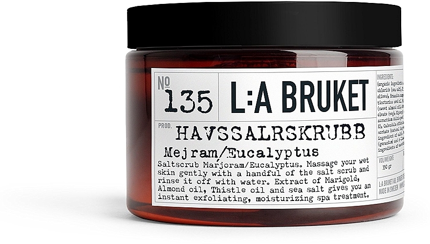 Скраб для тіла - L:A Bruket No. 135 Salt Scrub Marjoram/Eucalyptus — фото N1