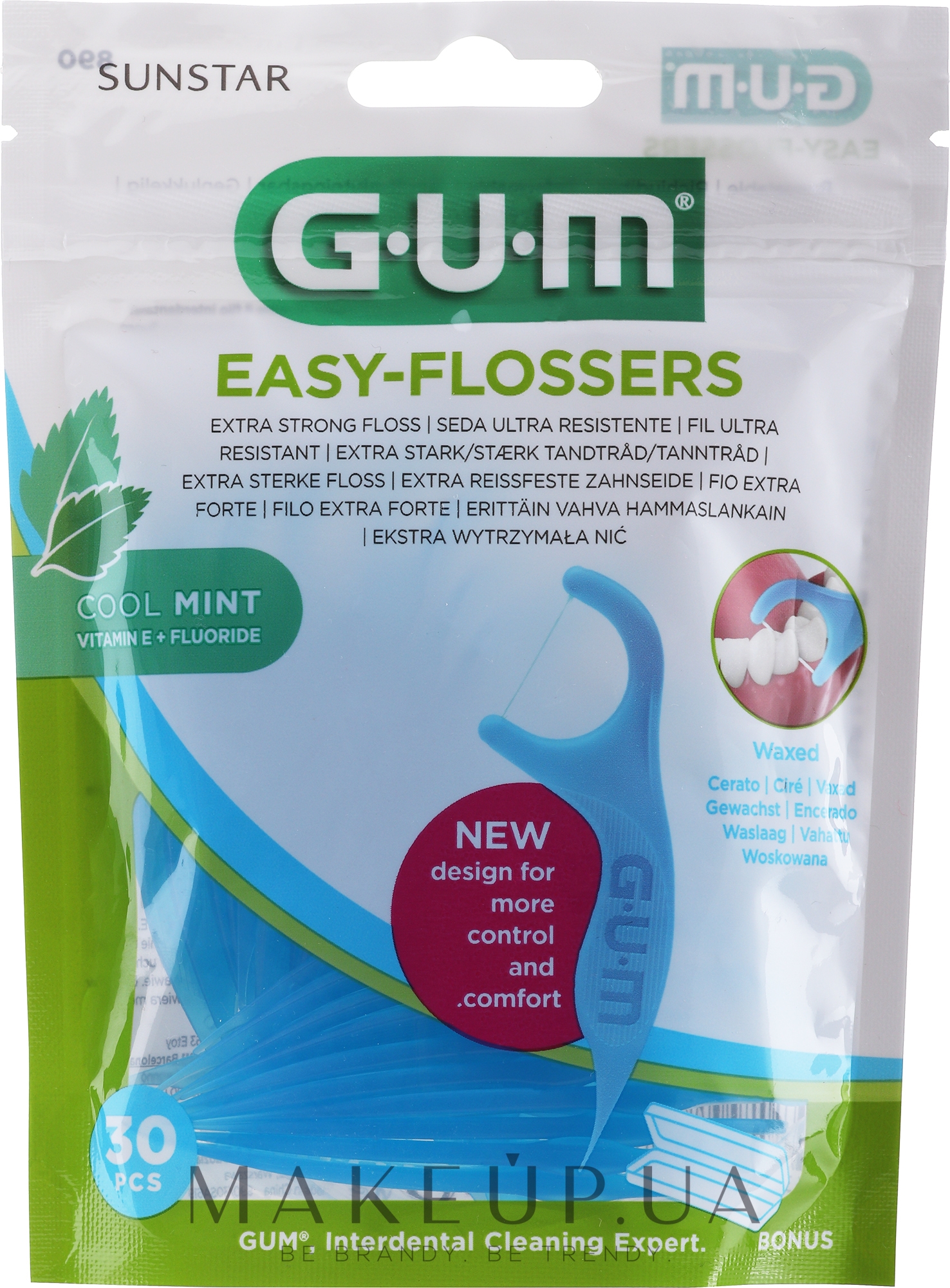 Зубна нитка з фторидом, 30 шт. - Sunstar Gum Easy Flossers Vitamin E — фото 30шт
