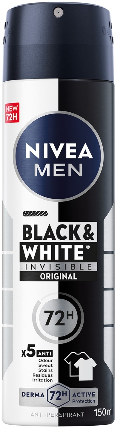 Антиперспирант "Черное и Белое невидимый: классический", спрей - NIVEA MEN Black & White Invisible Original Anti-Perspirant — фото 150ml