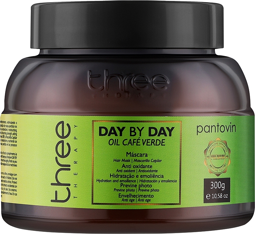 Лечебная маска для увеличения диаметра волоса - Three Therapy Day By Day Cafe Verde Hair Mask — фото N1