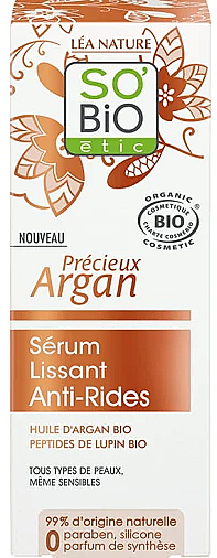 Сироватка розгладжувальна проти зморщок, з аргановою олією - So’Bio Etic Smoothing Anti-Wrinkle Serum — фото N1