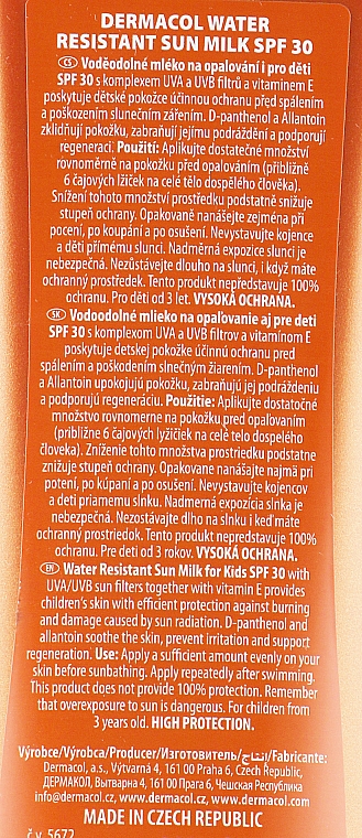 Водостійке молочко для засмаги для дитячої шкіри SPF 30 - Dermacol Water Resistant Sun Milk Kids Friendly SPF 30 — фото N3