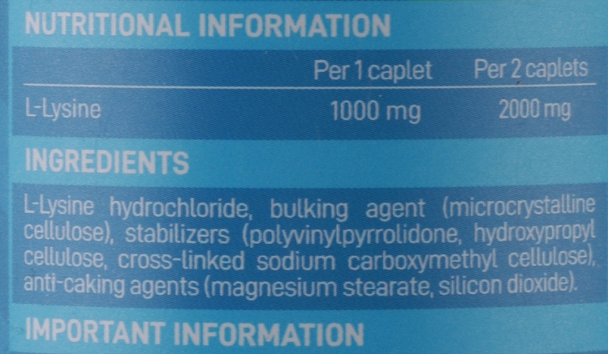 Пищевая добавка "Лизин", 1000 мг, капсулы - VPLab L-Lysine — фото N2