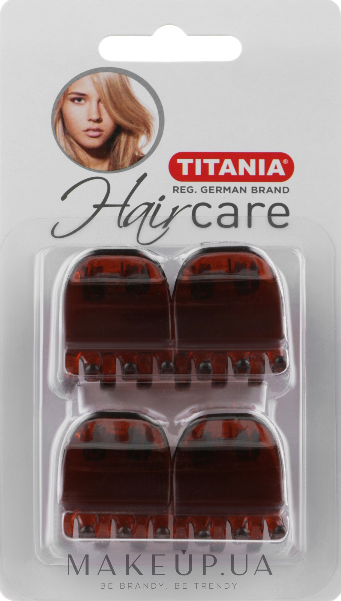 Зажим для волосся, 3см, 4шт., коричневий - Titania — фото 4шт