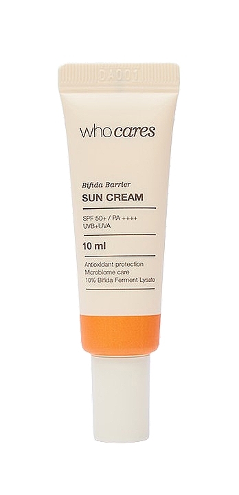 Солнцезащитный крем с антиоксидантной защитой - Who Cares Bifida Barrier Sun Cream SPF 50+ (мини) — фото N1