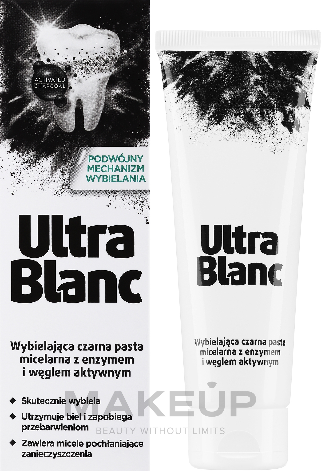 Отбеливающая зубная паста с активированным углем - Ultrablanc Whitening Active Carbon Coal Toothpaste — фото 75ml