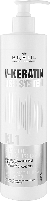 Разглаживающий шампунь - Brelil V-Keratin Liss System KL1 Ultra Smoothing Shampoo — фото N1