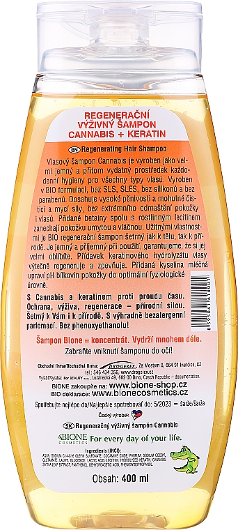 Живильний шампунь для волосся - Bione Cosmetics Cannabis Regenerative Nourishing Shampoo — фото N5
