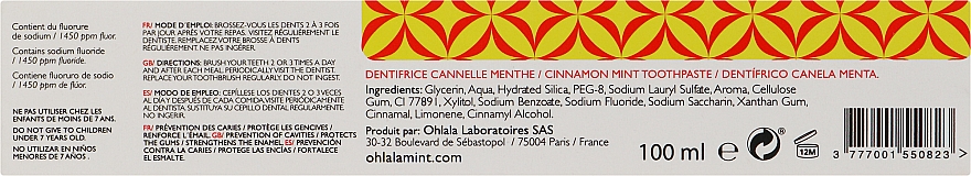 Зубная паста "Корица" - Ohlala Menthe Cannelle Cinnamon Mint Toothpaste — фото N3