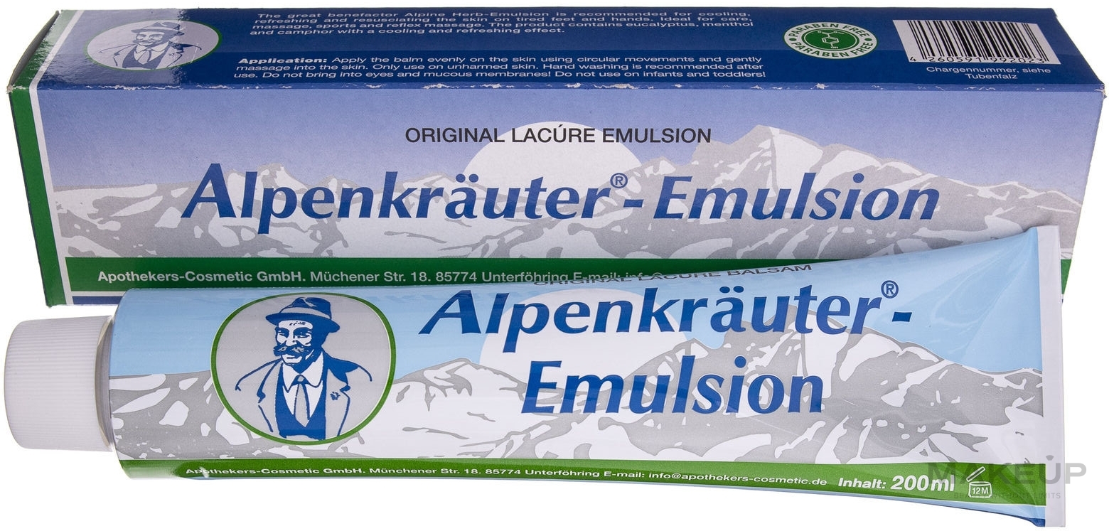 Alpenkrauter Lacure Original Emusion - Альпийская травяная охлаждающая мазь  для снятия боли в мышцах и суставах: купить по лучшей цене в Украине |  Makeup.ua