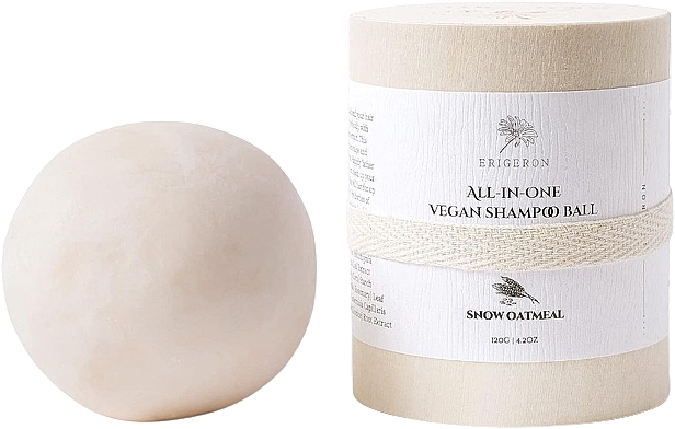 Твердий шампунь "Сніжний овес" - Erigeron All in One Vegan Shampoo Ball Snow Oatmeal — фото N1