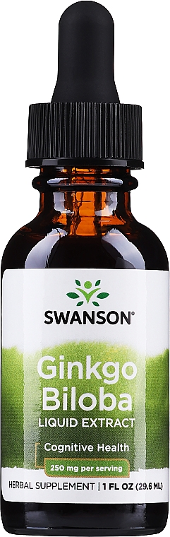 Жидкий экстракт гинкго билоба - Swanson Ginkgo Biloba Liquid Extract Alcohol & Sugar Free — фото N1