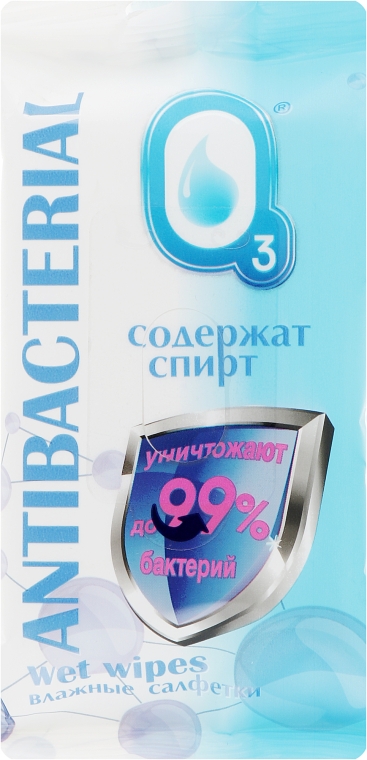 Антибактеріальні вологі серветки зі спиртом, 15 шт. - О3