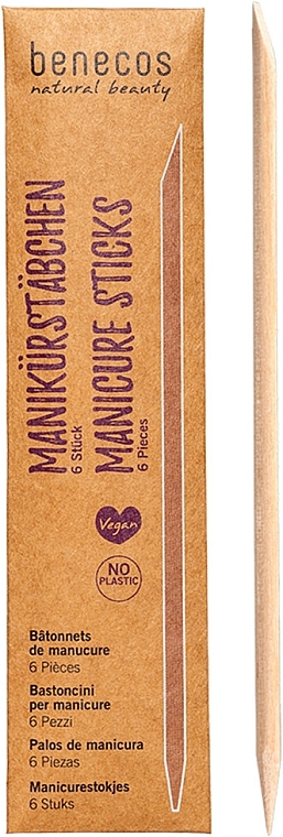 Дерев'яні палички для манікюру, 6 шт. - Benecos Manicure Sticks — фото N2