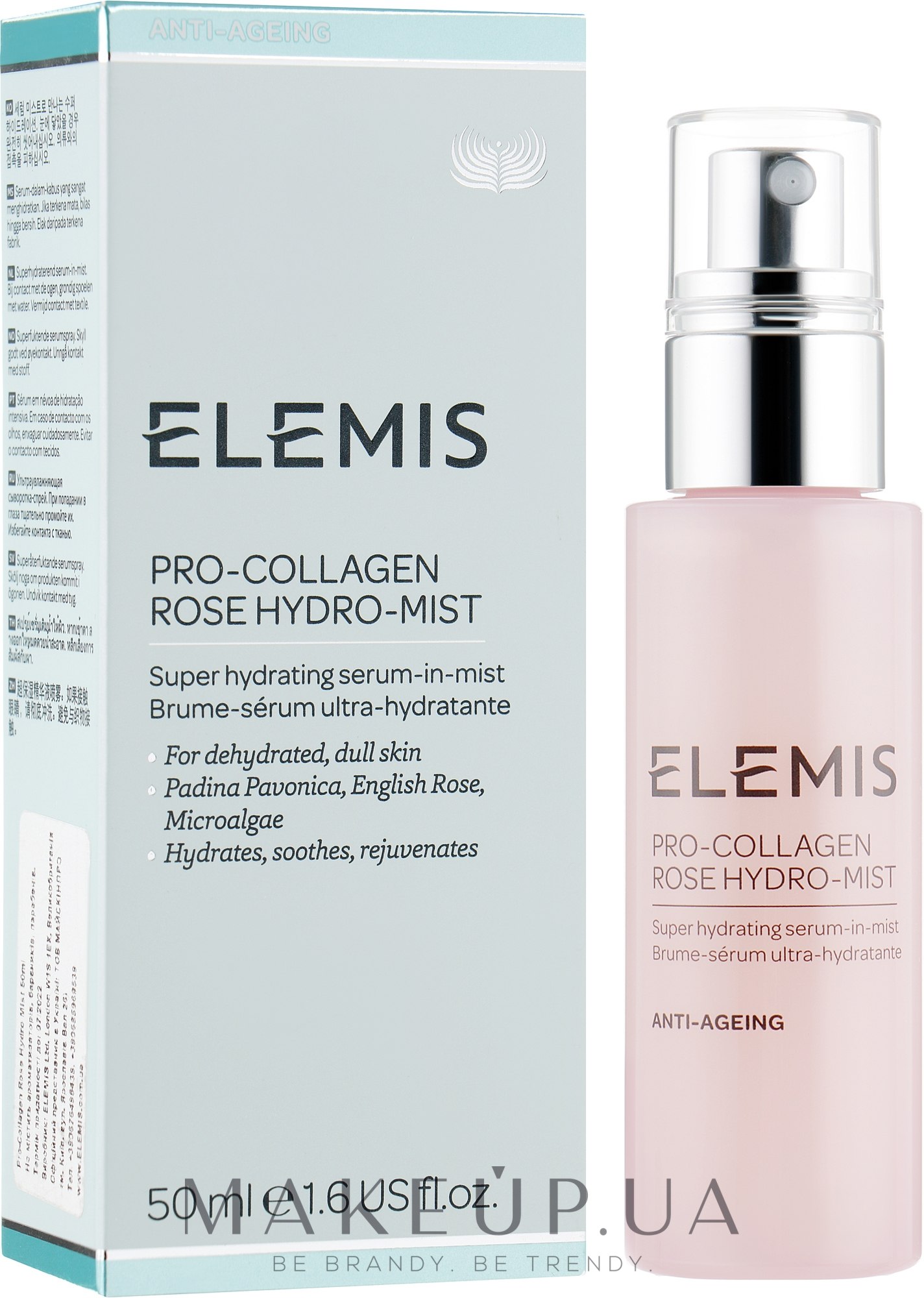Увлажняющий спрей-тонер для лица - Elemis Pro-Collagen Rose Hydro-Mist — фото 50ml