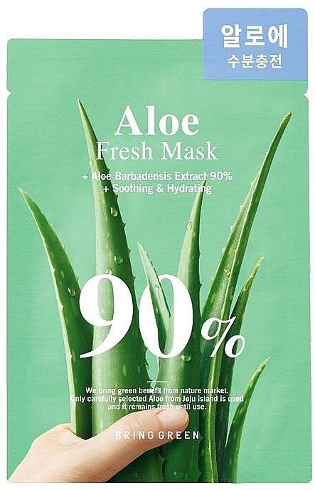 Тканинна маска для обличчя з екстрактом алое вера - Bring Green Aloe 90% Fresh Mask Sheet — фото N1