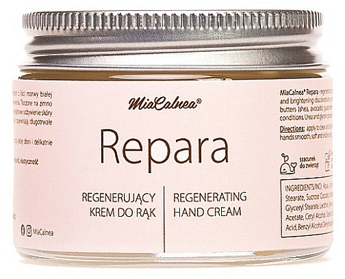 Восстанавливающий крем для рук - MiaCalnea Regenerating Hand Cream — фото N1