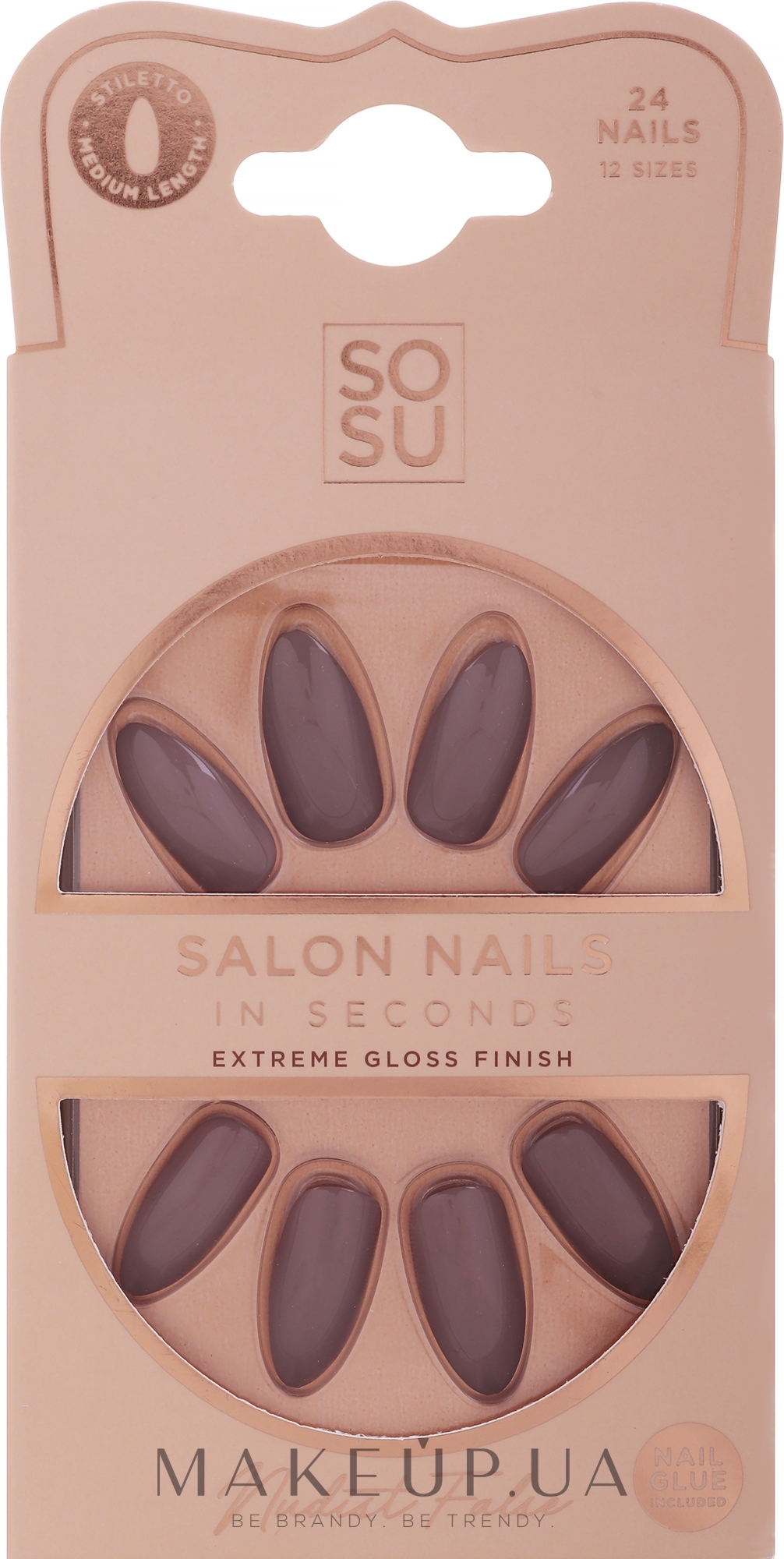 Набір накладних нігтів - Sosu by SJ False Nails Medium Stiletto Nudist — фото 24шт