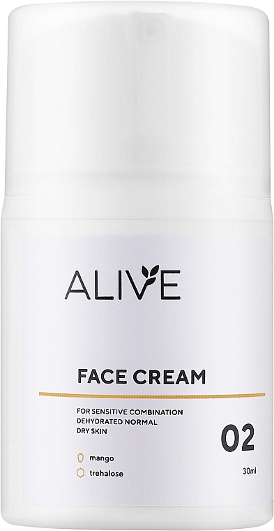 Крем для сухої, нормальної, комбінованої та чутливої шкіри - ALIVE Cosmetics Face Cream 02 — фото N1
