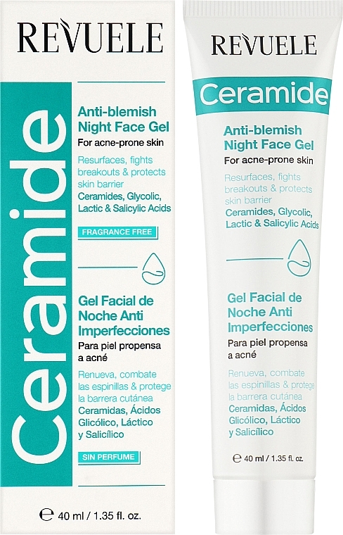 Нічний гель для схильної до акне шкіри обличчя - Revuele Ceramide Anti-Blemish Night Face Gel For Acne-Prone Skin — фото N2